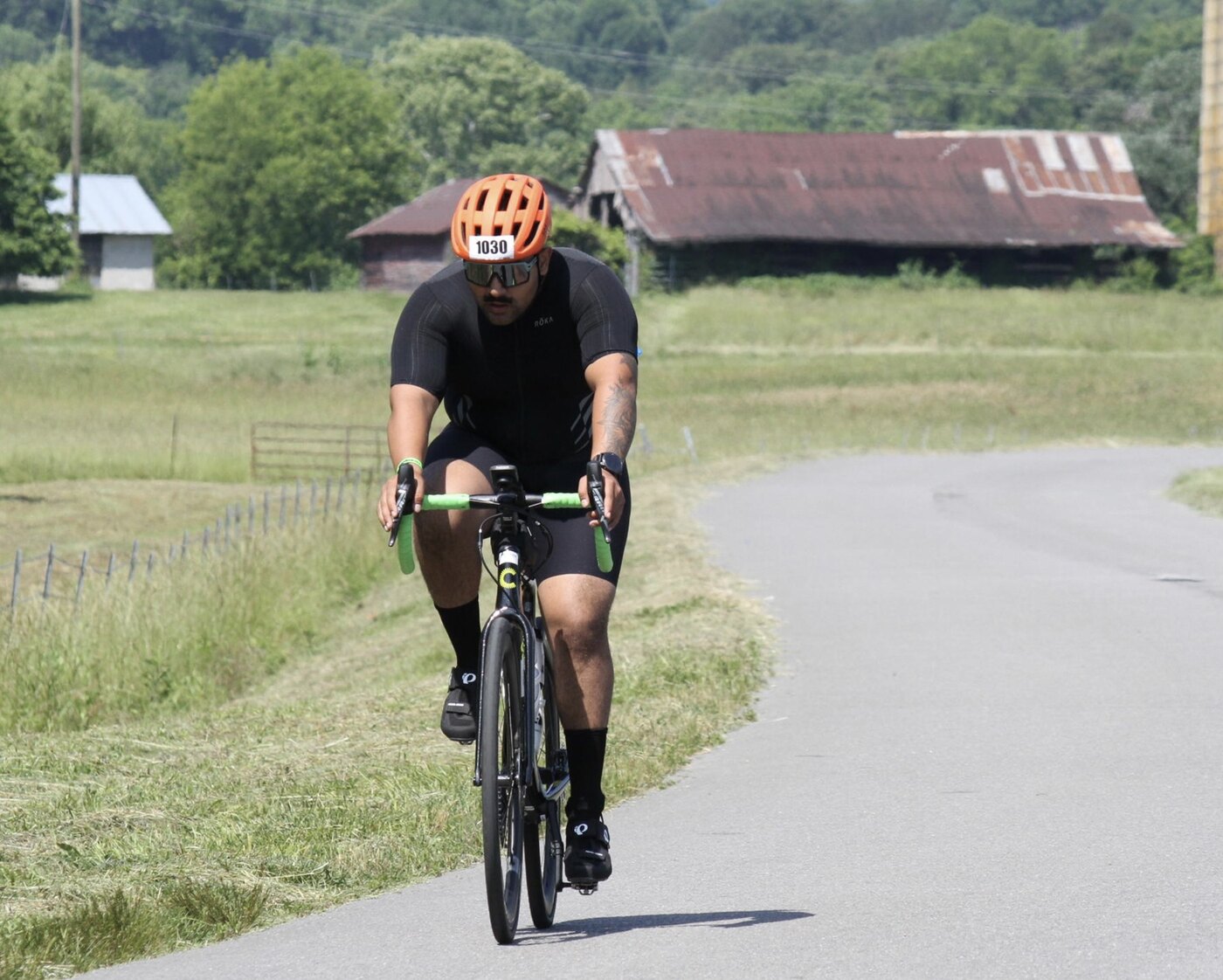 Cyclist on a country climb